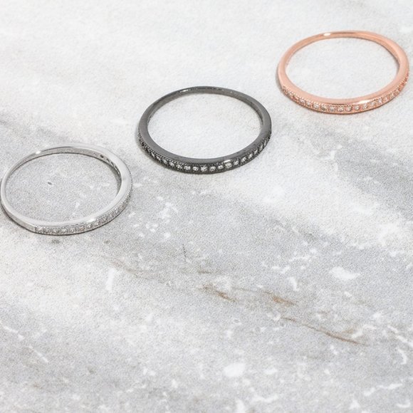 Dainty CZ Crystal Paved Stackable Multi Plated 925 SS Set-of-3 - Picture 2 of 6